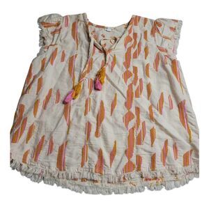 3583 Tribal Jeans‎ Flutter Sleeve Embroidered Blouse XL